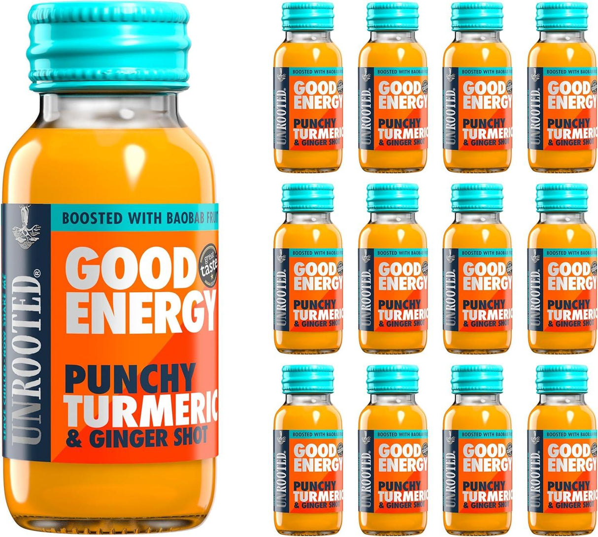 Unrooted Punchy Turmeric Shot turmeric and ginger good energy shot 60ml - 12 Pack