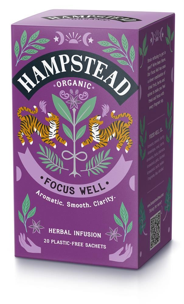 Hampstead Tea Organic Focus Well 20 Tea Bags - 4 Pack