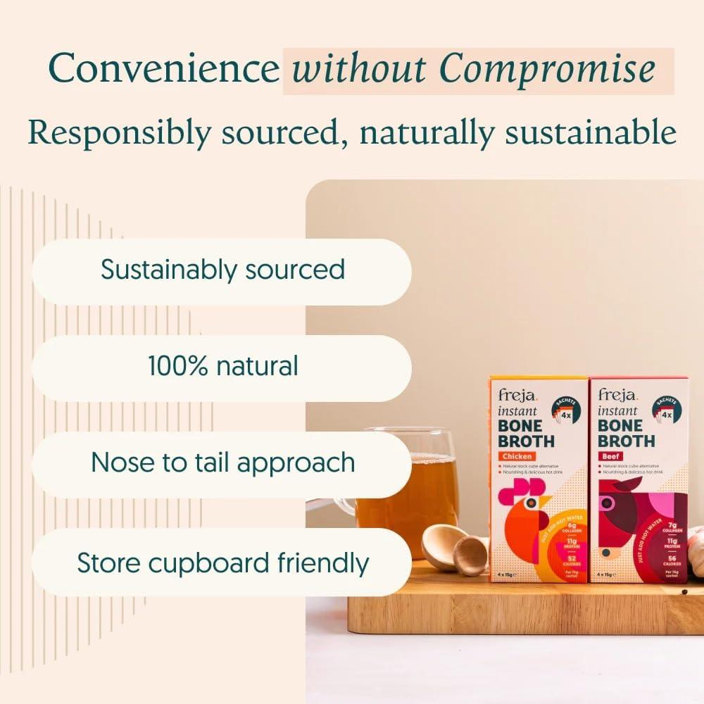 Freja Instant Chicken Bone Broth box of 4 x 15g Sachet - Chicken - 4 Pack