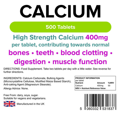 Lindens Calcium 400mg - 500 Tablets