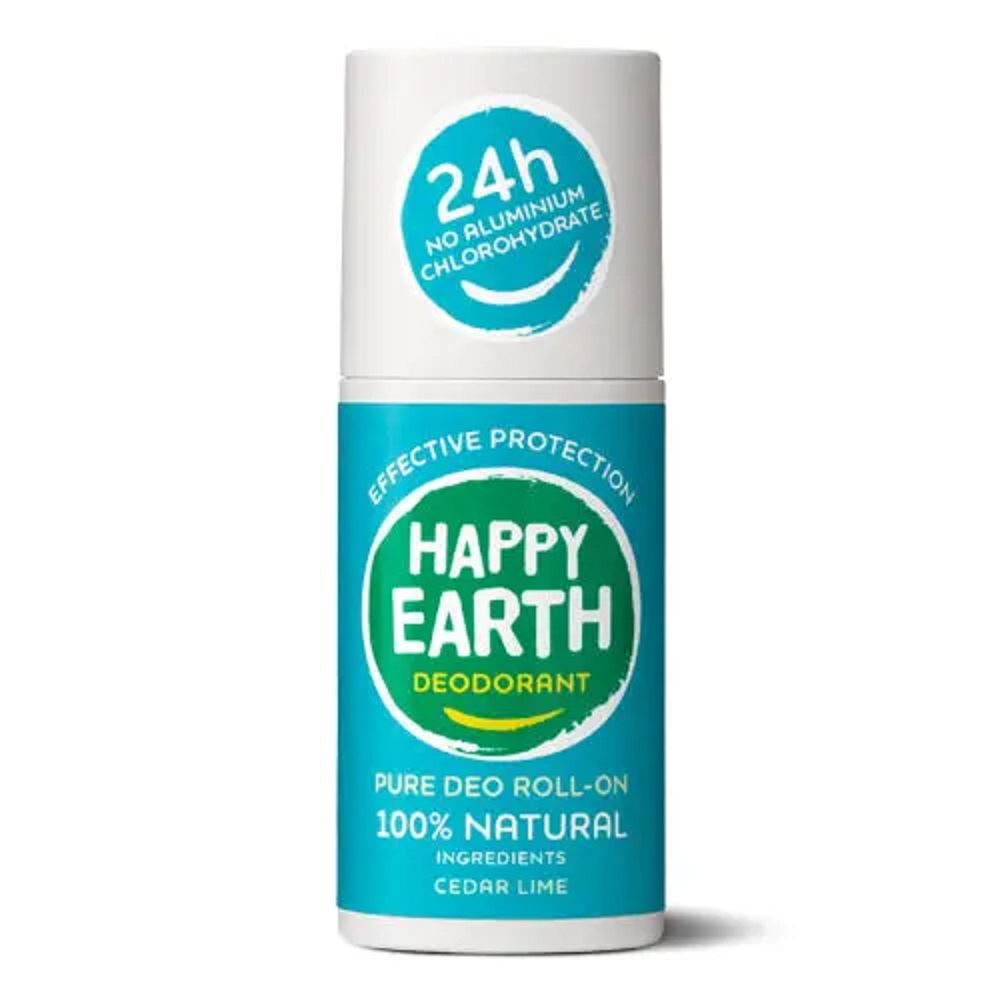 Happy Earth Natural Deodorant Roll-On Cedar Lime 75ml - 2 Pack