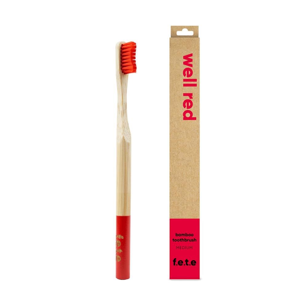 From Earth to Earth Bamboo Toothbrush Well Red - Red Medium 1 Unit