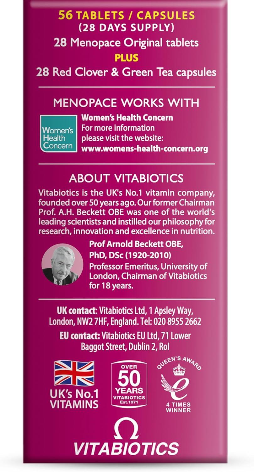 Vitabiotics Menopace Red Clover Dual Pack 56 Tablets