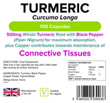 Lindens Turmeric and Black Pepper - 500mg Curcumin - 100 Capsules - image 2