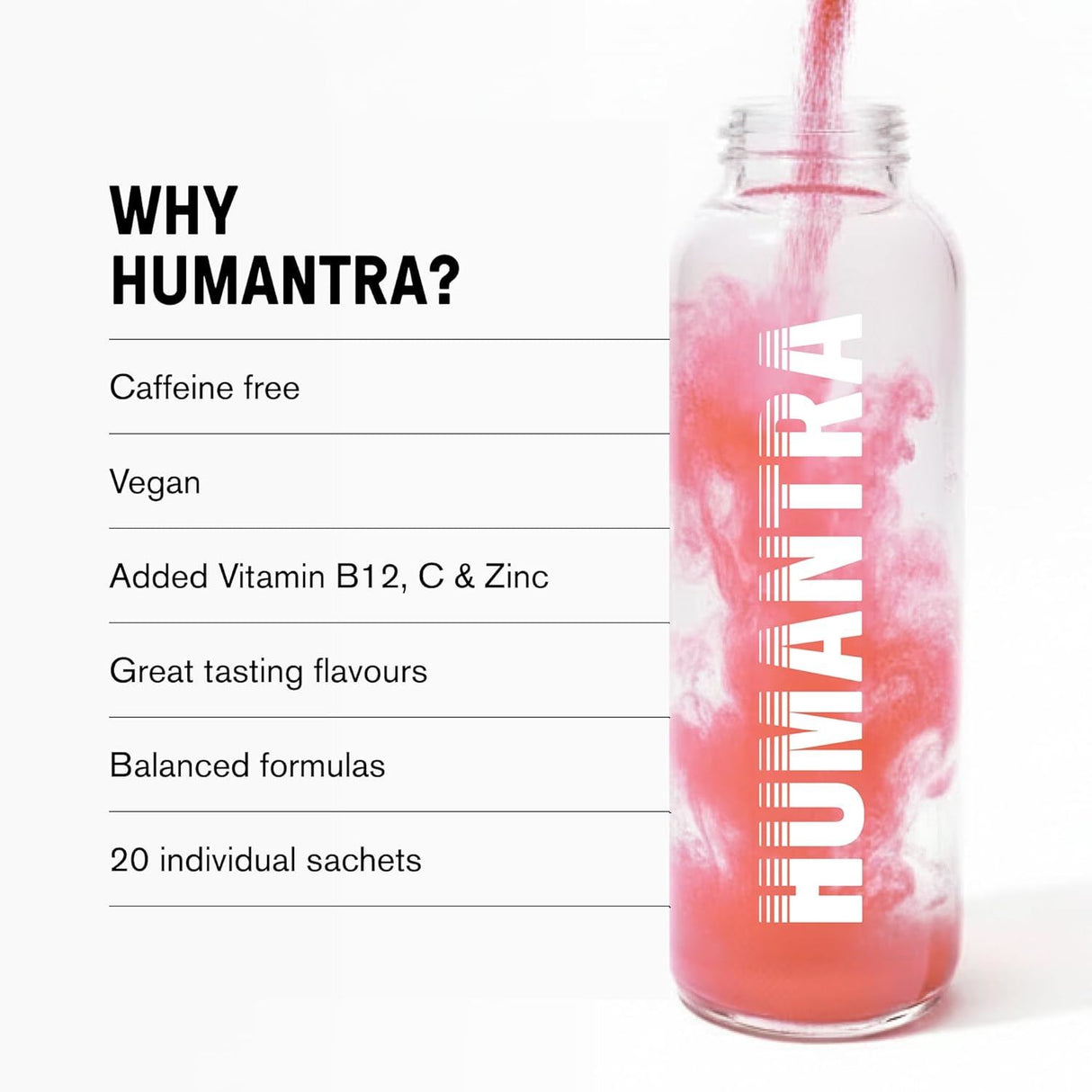 Humantra Electrolyte Powder Berry Pomegranate 20 Sachets - Hydration Drink Mix with 6 Electrolytes, Vegan, Sugar Free, Gluten Free