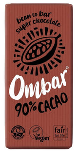 Ombar 90% Cacao Dark Chocolate Bar 70g - 10 Pack