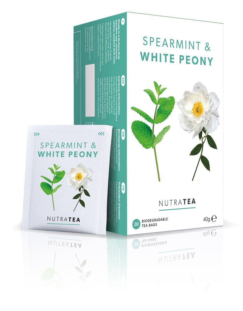 Nutratea Nutra Spearmint & White Peony - 20 Herbal Tea Bags - 10 Pack