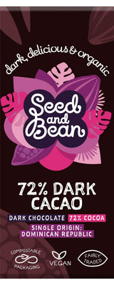 Seed & Bean Organic Extra Dark Choc 72% Trinitario Bar 75g