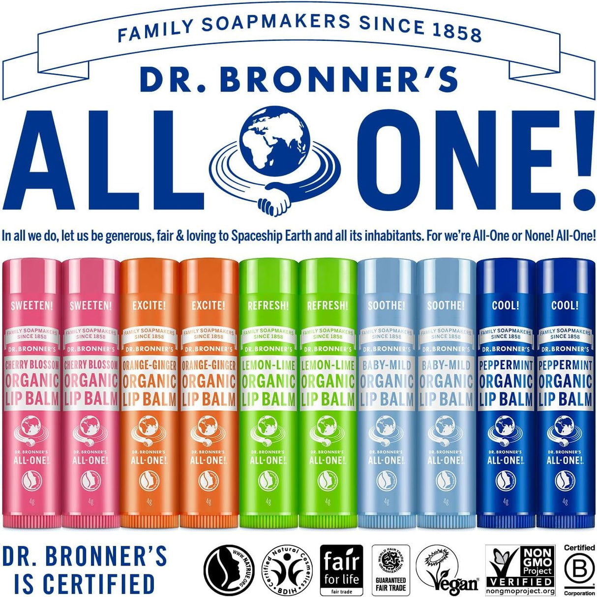 Dr Bronner's All-One Organic Lipbalm - All Flavours