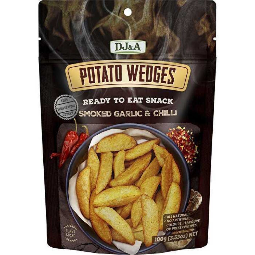 DJ & A Potato Wedges Smoked Garlic & Chili 100g - 9 Pack