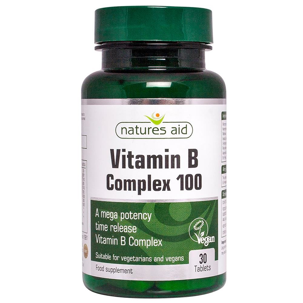 Natures Aid Mega Potency Vit B Complex 100mg Time Release 30 Tablets