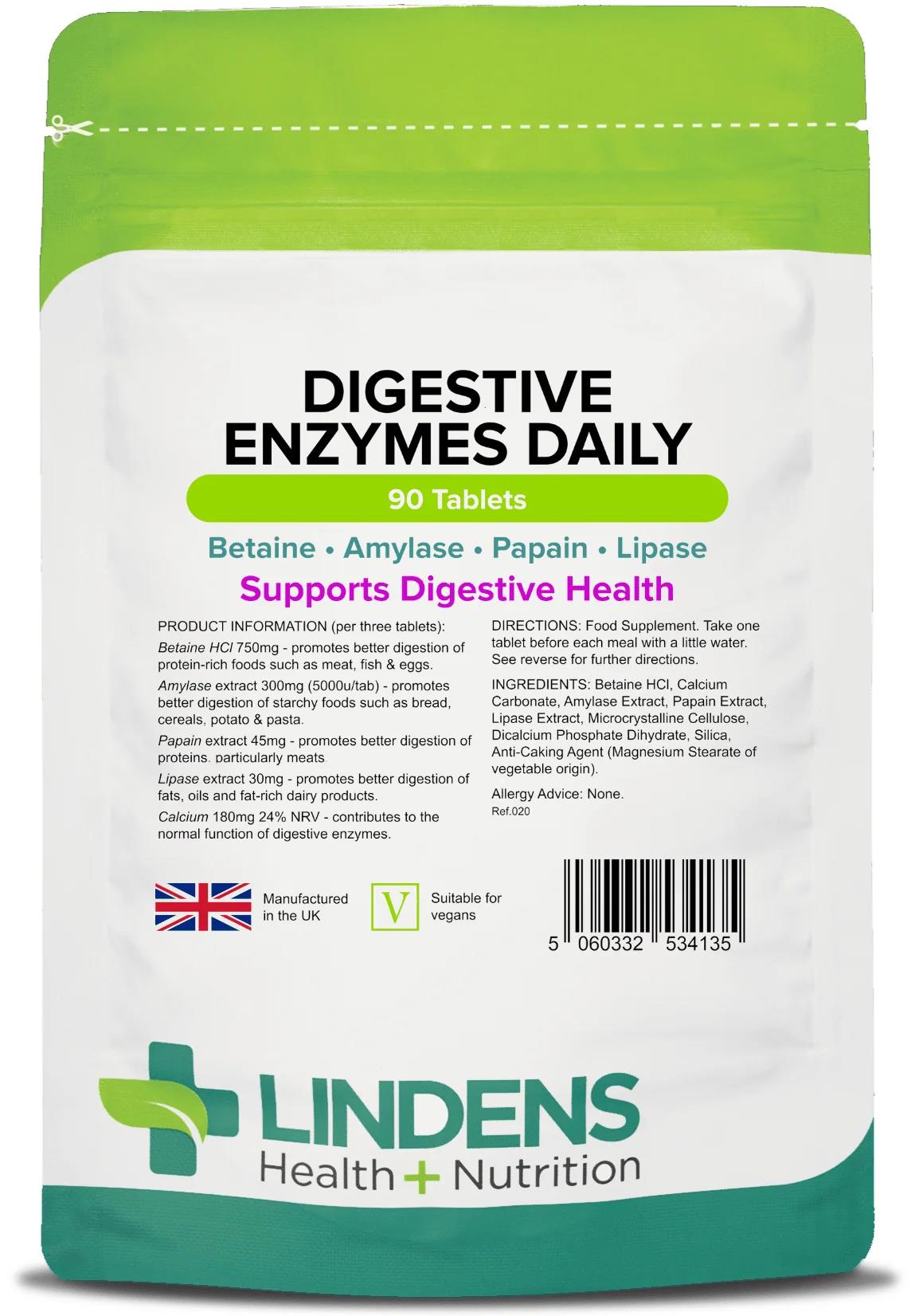 Lindens Digestive Enzymes Daily - 90 Tablets