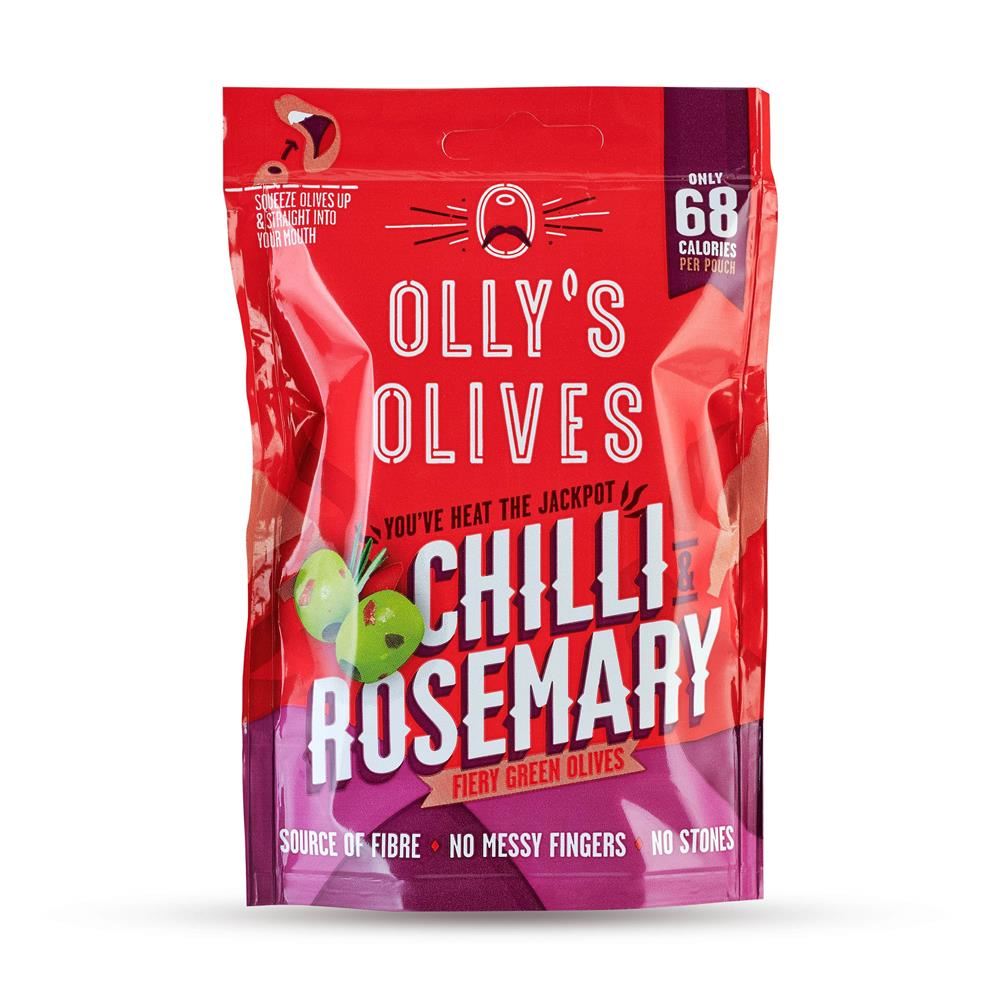Ollys The Bandit Chili & Rosemary Green Olives 50g - 12 Pack