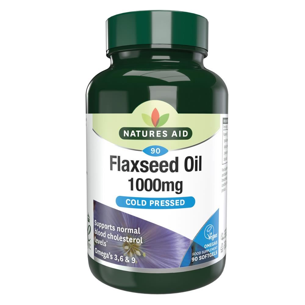 Natures Aid Flaxseed Oil 1000mg Cold Pressed 90 Capsules