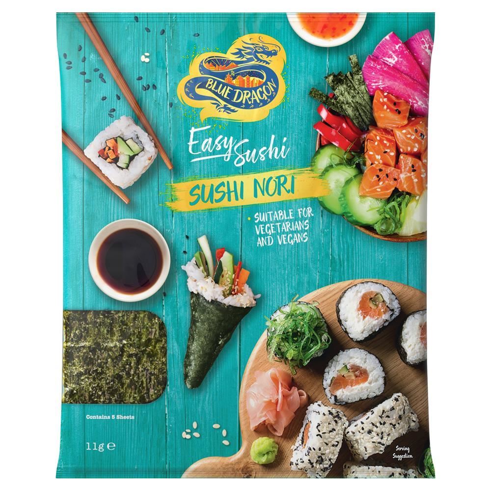 Blue Dragon Sushi Nori Roasted Seaweed Sheets 11g - 15 Pack