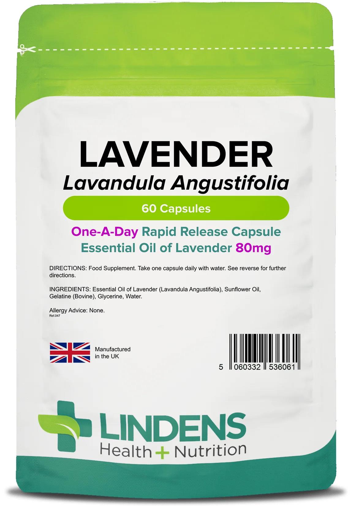 Lindens Lavender Oil 80mg - 60 Capsules