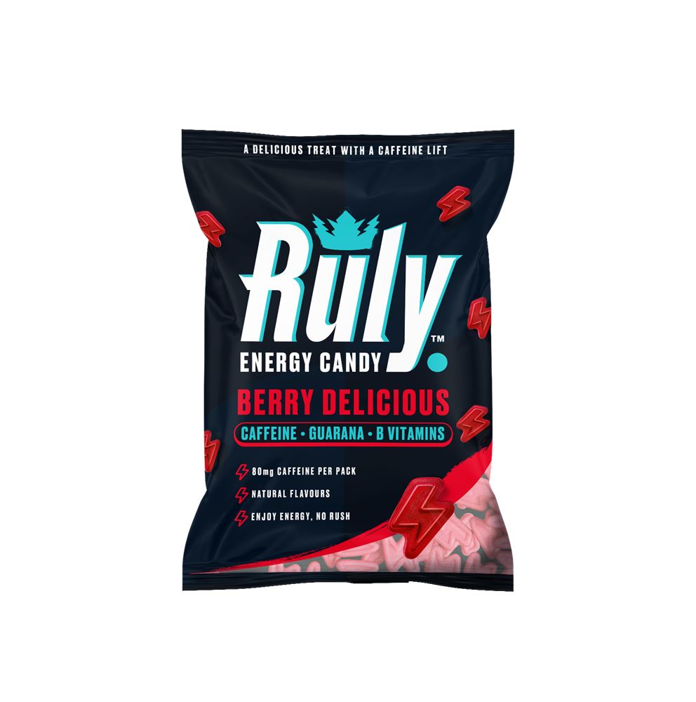 Ruly Berry Energy Gummies 80mg Natural Caffeine Guarana B Vits 42g - 3 Pack
