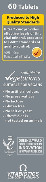 Vitabiotics Ultra Zinc 15mg with Copper - 60 Tablets