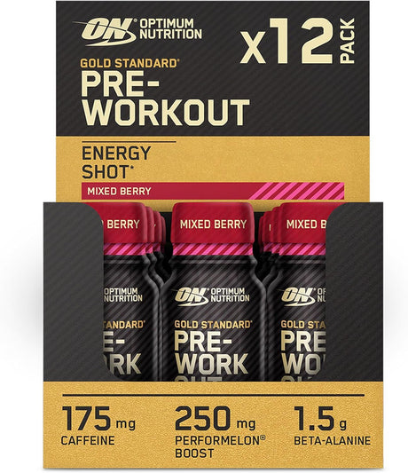 Optimum Nutrition Gold Standard Pre-Workout Shot 12x60ml Mixed Berry