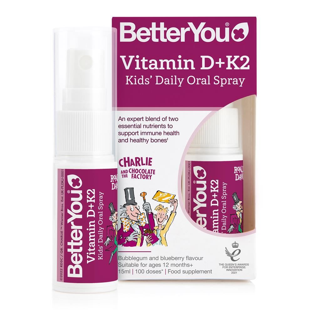 BetterYou KIDS blend of vitamins D3 and K2 to support immune health 15ml