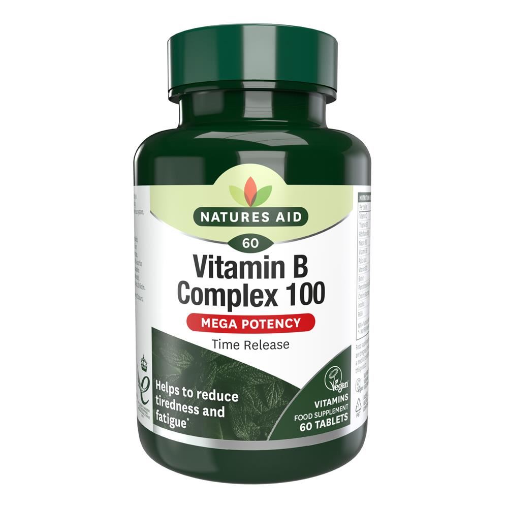 Natures Aid Mega Potency Vit B Complex 100mg Time Release 60 Tablets
