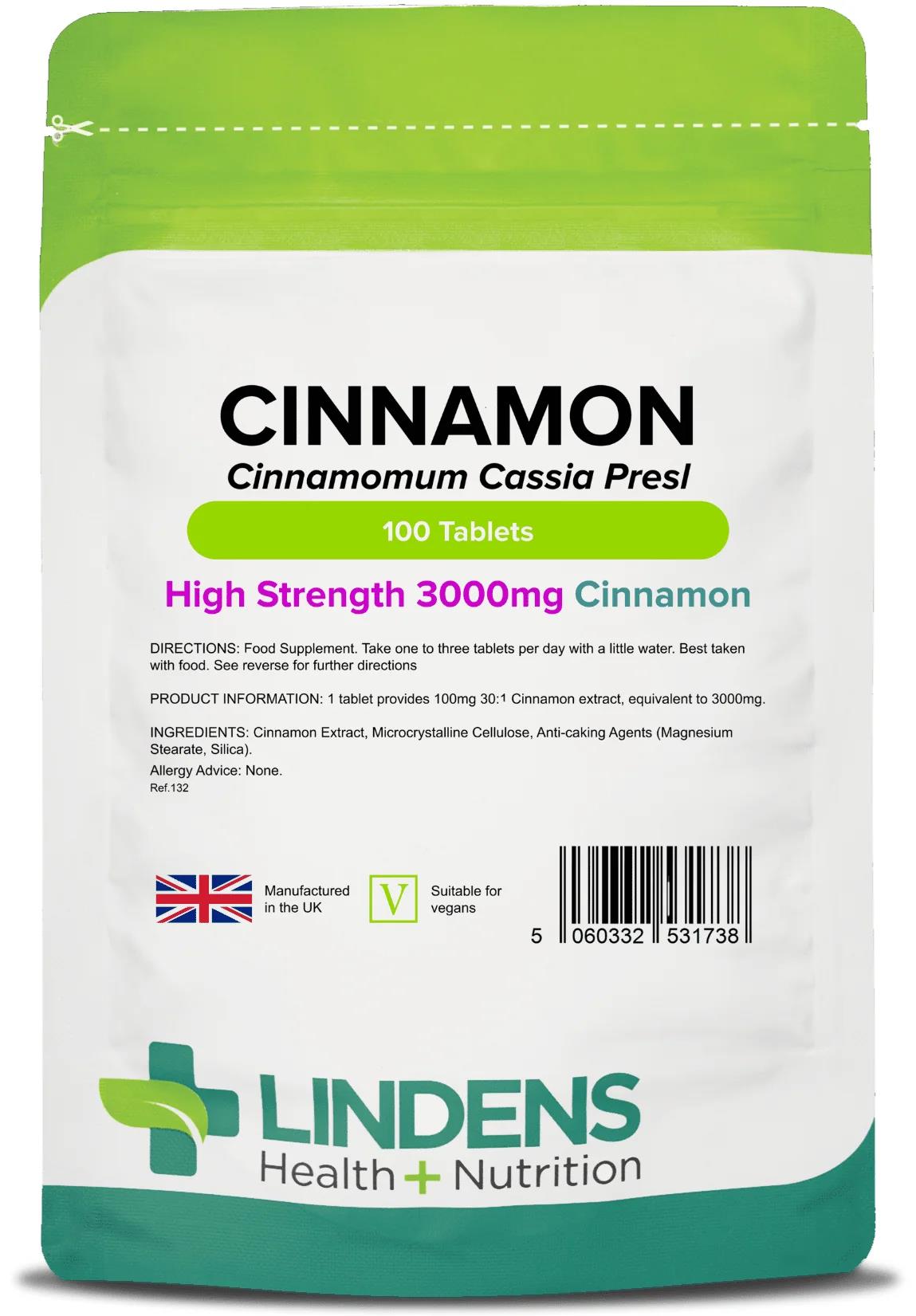 Lindens Cinnamon 3000mg - 100 Tablets