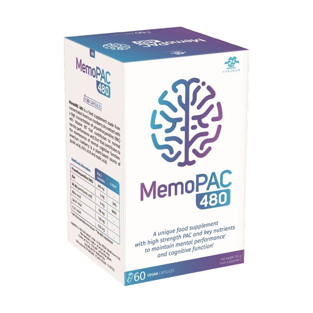Cysticlean MemoPAC 480 with 480mg of PAC and key ingredients 60 capsules