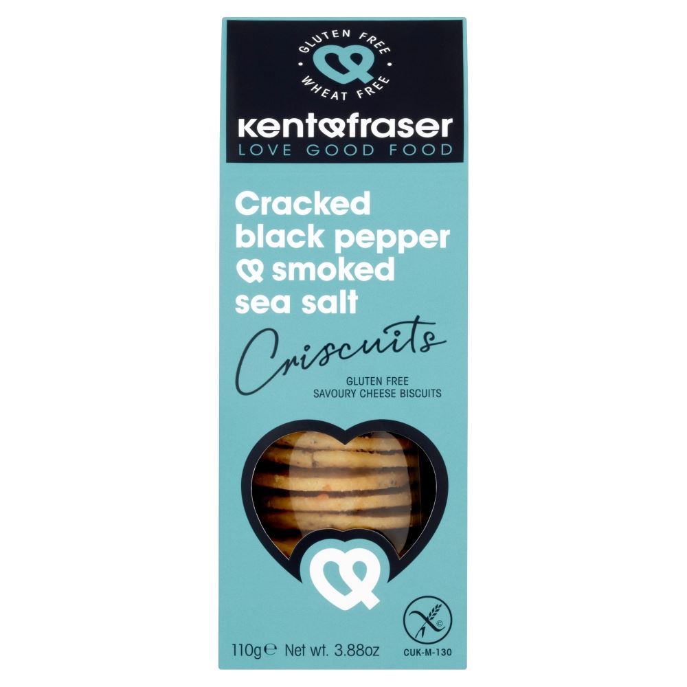 Kent Fraser Gluten-Free Cracked Black Pepper Sea Salt Cheese Wafer 110g - 6 Pack