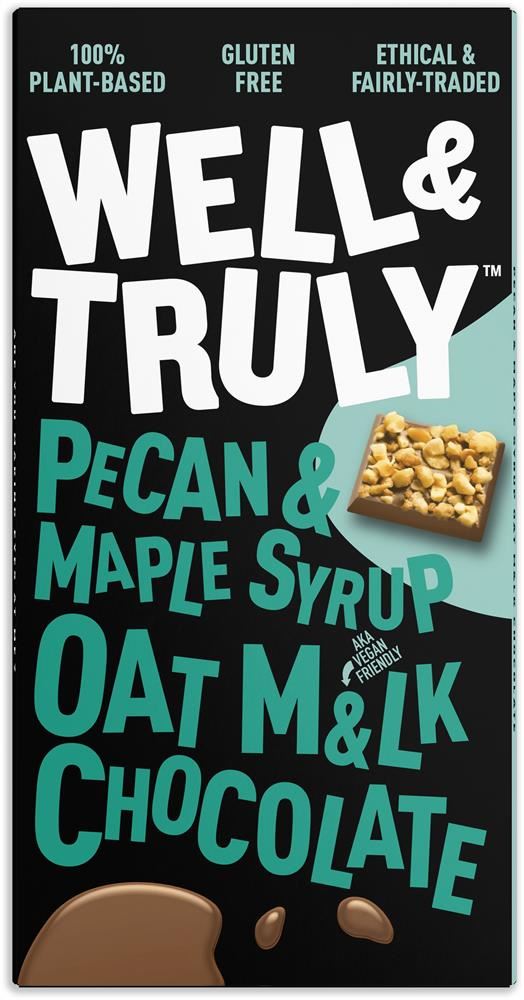 Well and Truly Oat M&lk Chocolate with Pecan Nuts and Maple Syrup 90g