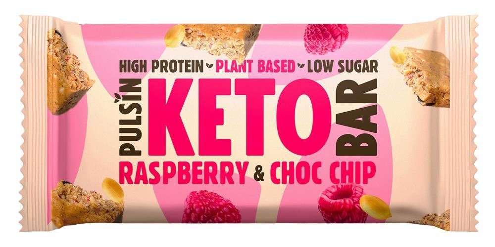 Pulsin Raspberry Choc Chip Keto Bar 50g - 18 Pack
