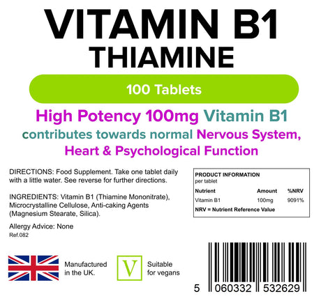 Lindens Vitamin B1 100mg - 100 Tablets