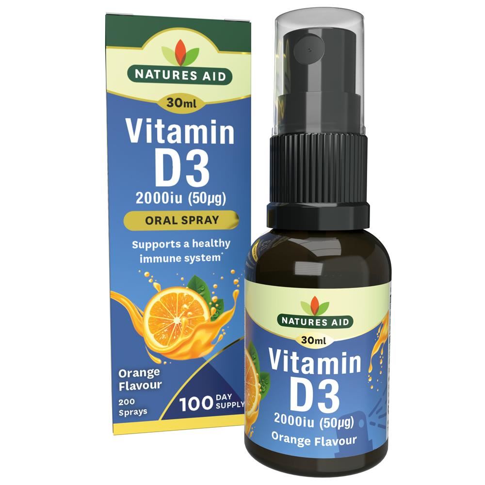 Natures Aid Vitamin D3 2000iu (50ug) Oral Spray (Cherry Flavour) 30ml