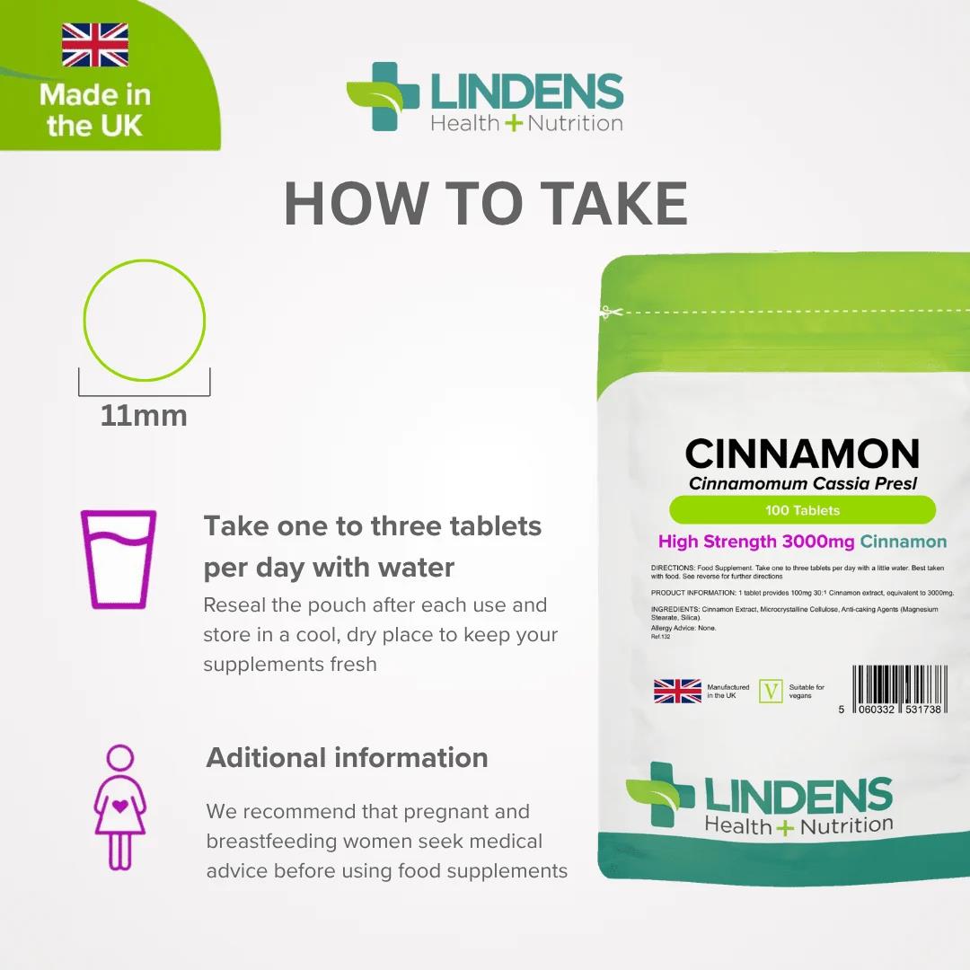 Lindens Cinnamon 3000mg - 100 Tablets - image 4