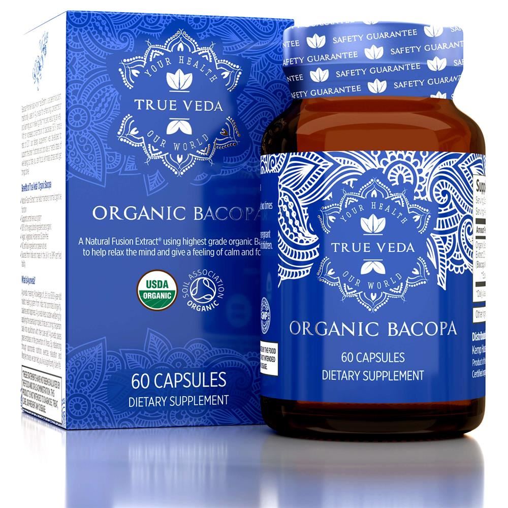 True Veda Bacopa Organic Natural Vegan Ethical Non-GMO 60 capsules