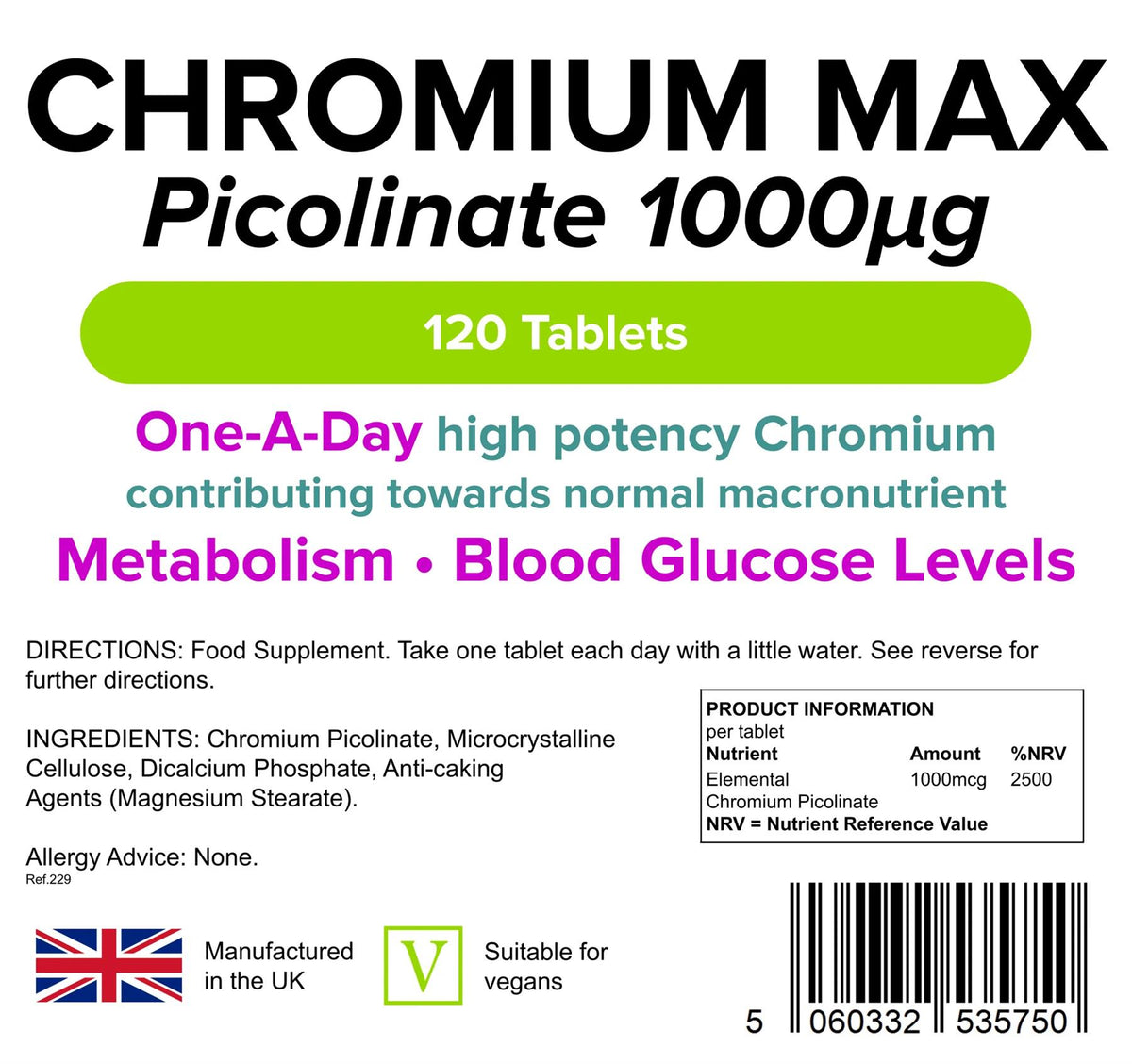 Lindens Chromium Max 1000mcg - 120 Tablets - image 2