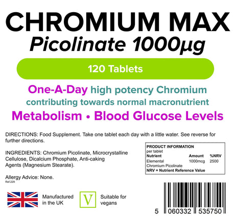Lindens Chromium Max 1000mcg - 120 Tablets