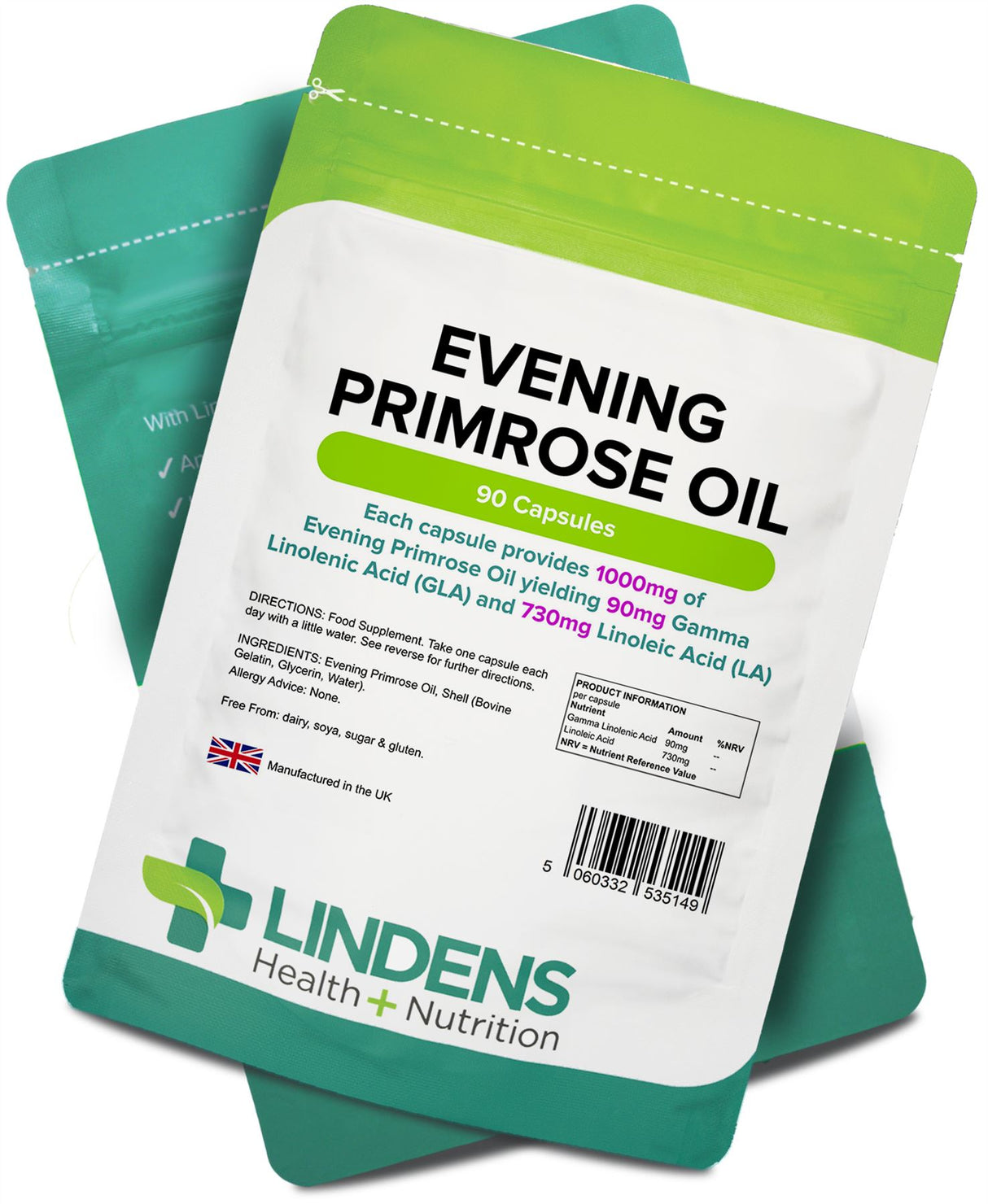 Lindens Evening Primrose Oil 1000mg - 90 Capsules
