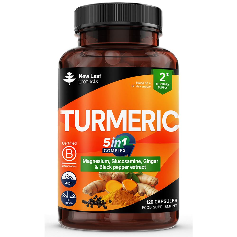 New Leaf Products Turmeric + Mag Glucosamine Ginger & Black Pepper 120 Caps