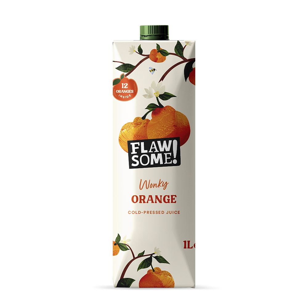 Flawsome! Orange Cold-Pressed Juice Carton 1l - 2 Pack