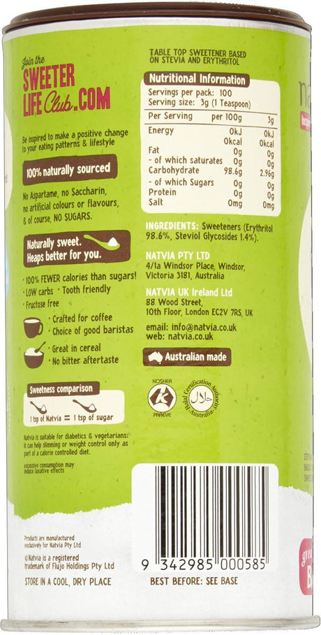 Natvia 100% Naturally Derived Sweetener 300g - Pack of 2