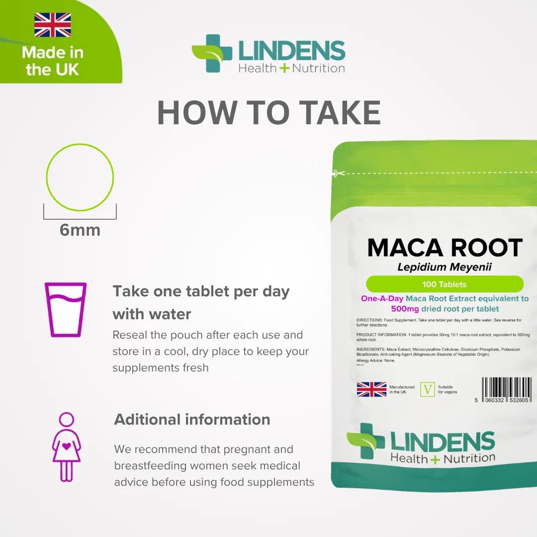 Lindens Maca 500mg - 100 Tablets - image 4