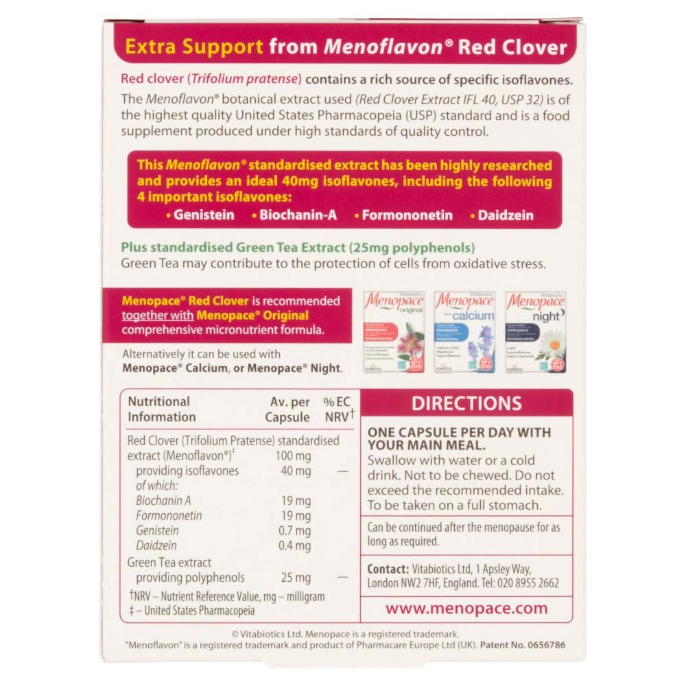 Vitabiotics Menopace Red Clover - 30 Capsules