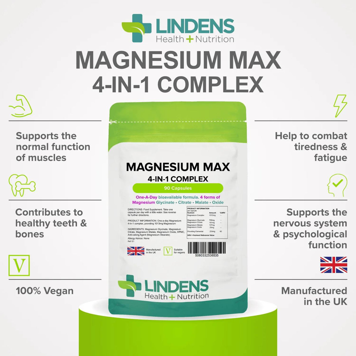 Lindens Magnesium Max 4-in-1 Complex - 90 Capsules