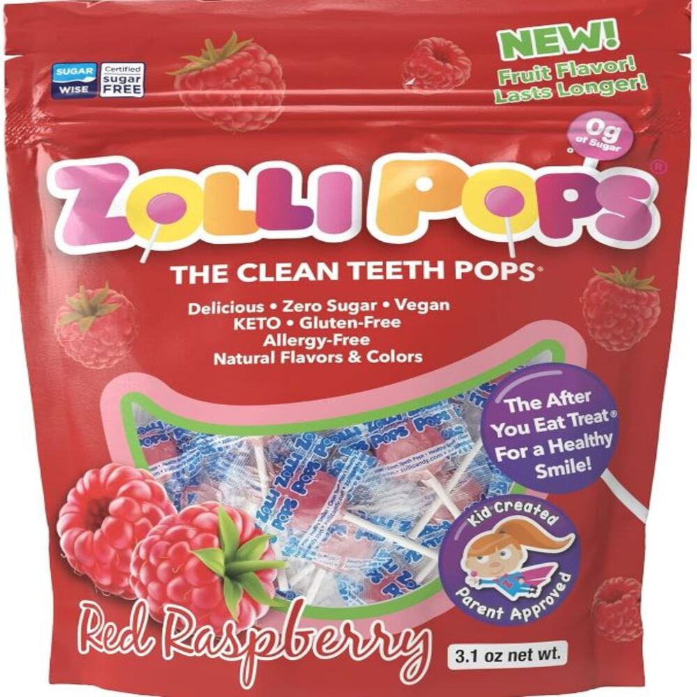 Zolli Pops Sugar Free Raspberry Lollipop Pouch 80g