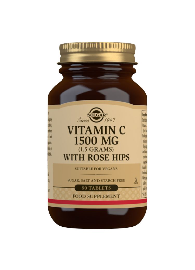 Solgar Vitamin C 1500 mg (1.5 grams) with Rose Hips - 90 Tablets