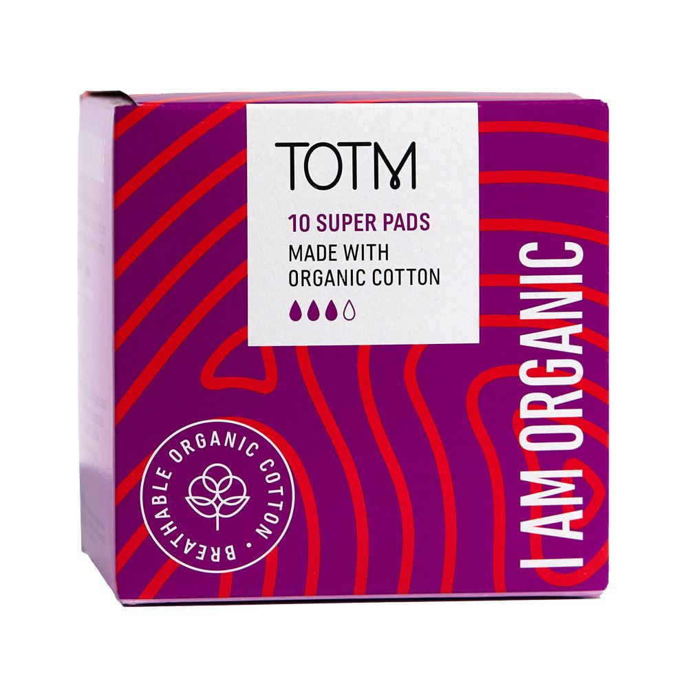 TOTM Organic Pads - Super Flow With Wings 10 Per Box