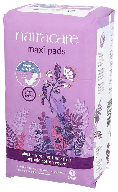 Natracare Natural Maxi Pads Night-time x 10 - 3 Pack