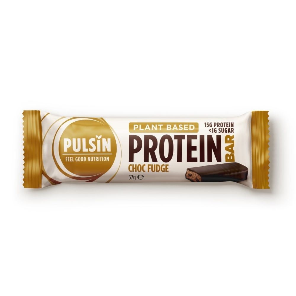 Pulsin s new enrobed protein bar - Choc fudge flavour 57g - 12 Pack