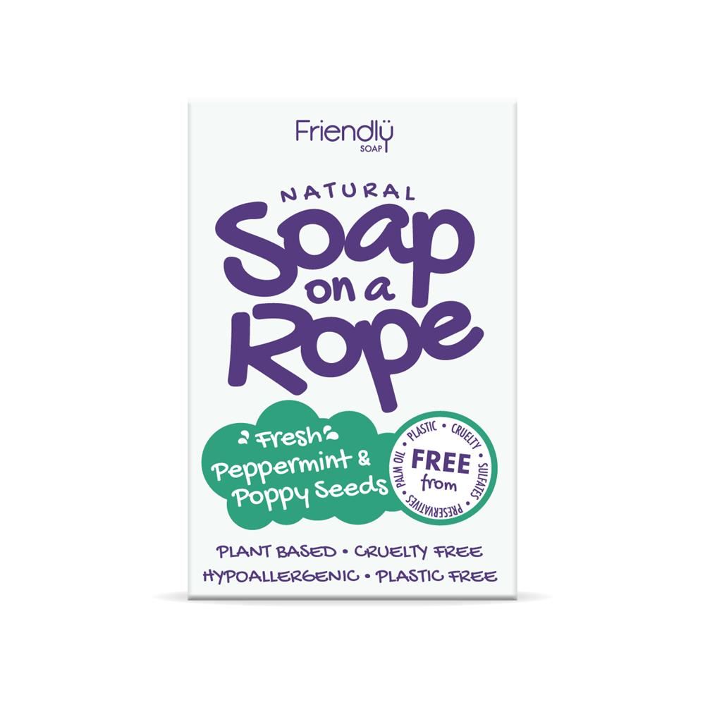 Friendly Soap Peppermint & Poppyseeds - Natural Soap On A Rope 125g