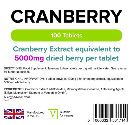 Lindens Cranberry Juice 5000mg - 100 Tablets